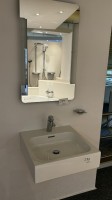 5618.299 => 1 Keramikhandwaschbecken Kludi mit Armatur Kludi und Wandspiegel Kludi