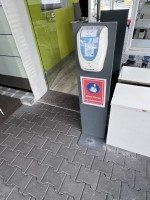 2 hand hygiene dispensers with stand