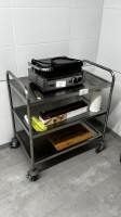 1 chariot de service en acier inoxydable, 3 niveaux