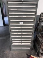 1 metal tool drawer cabinet, 16 drawers with contents