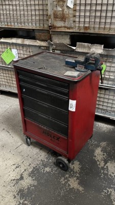 Bild 5590.395 => 1 Werkstattwagen Holex mit Kleinwerkzeugen und Schraubstock
